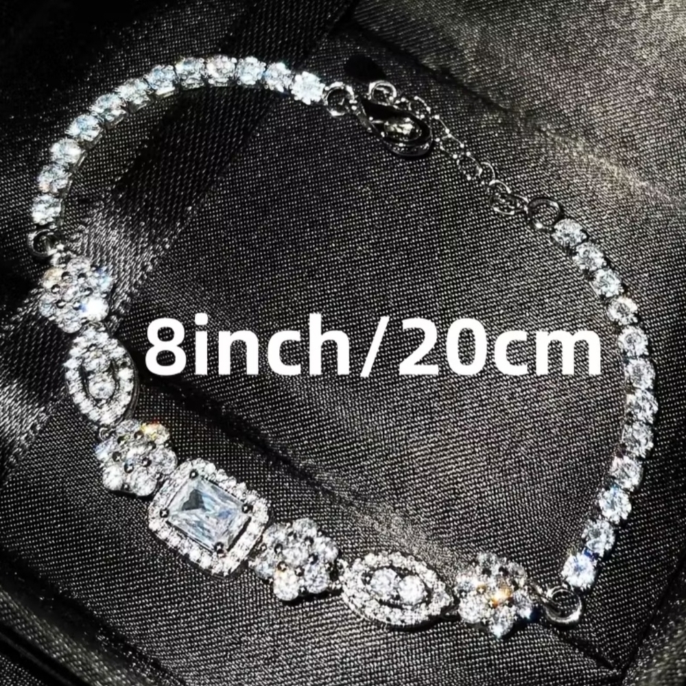 Elegant Sterling Silver Bracelet with Clear Stones - Picture 2 of 4